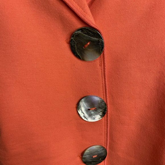 Neon Buddha Size Medium Button Front Blazer Jacket Coral Stretch Knit Bright EUC - Picture 5 of 7